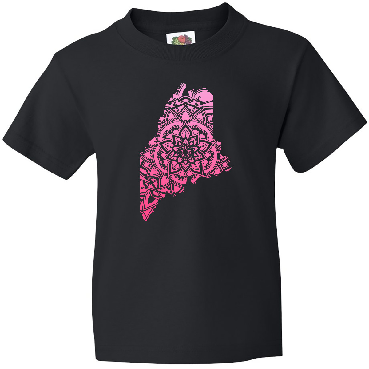Inktastic Maine Silhouette Mandala Youth T-Shirt State Home Design Flower Love - Picture 2 of 7