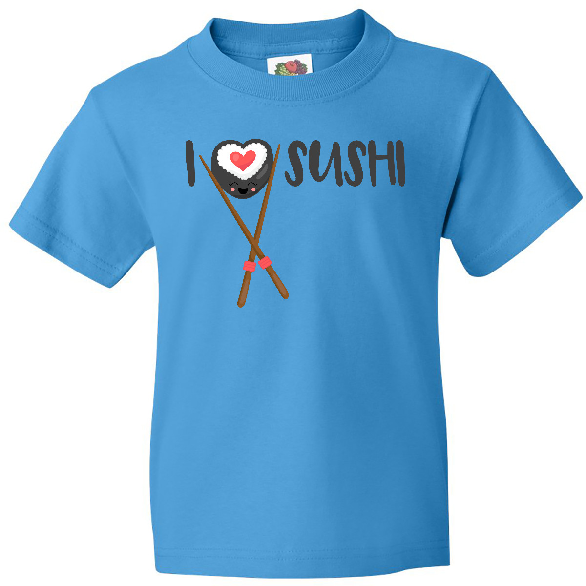 Inktastic Kawaii I Love Sushi Youth T-Shirt Heart Japanese Food Japan Lover Roll - Picture 3 of 4