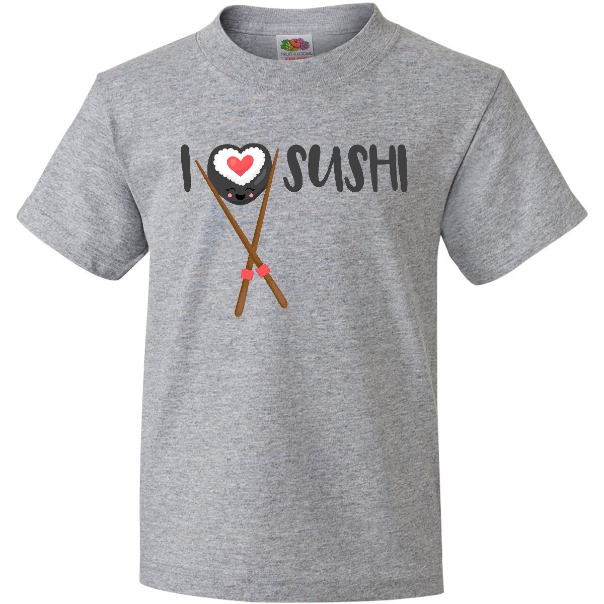 Inktastic Kawaii I Love Sushi Youth T-Shirt Heart Japanese Food Japan Lover Roll - Picture 2 of 4
