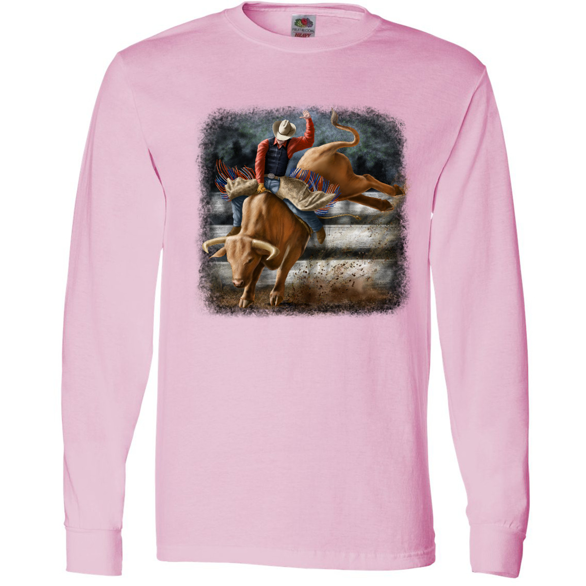 Inktastic Bull Riding Long Sleeve T-Shirt Cowboy Rodeo Animals Mens Adult Tee - Picture 3 of 3