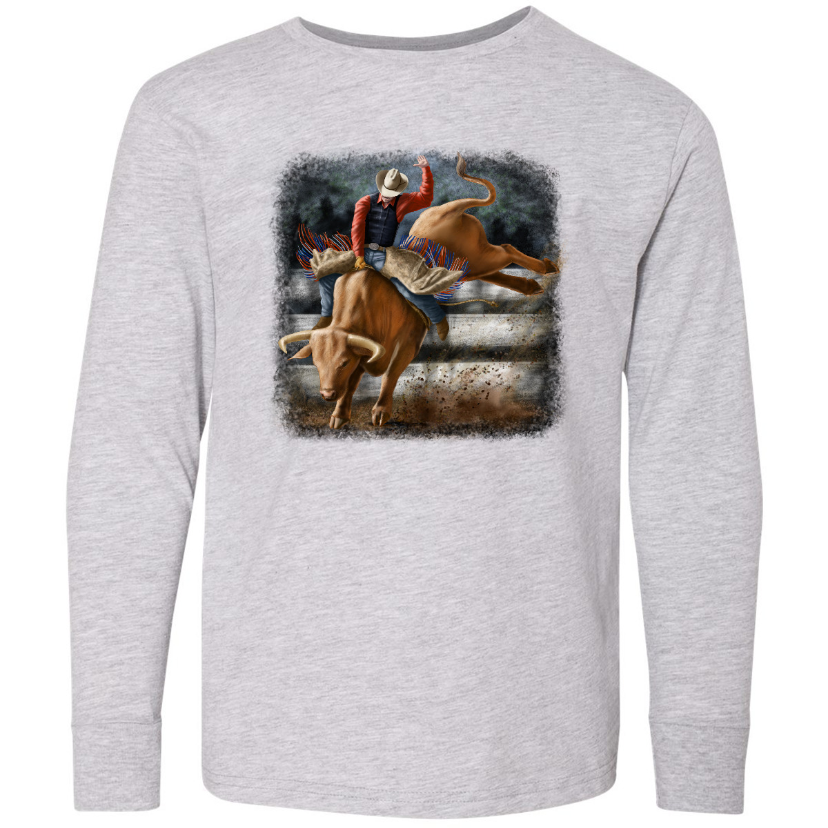 Inktastic Bull Riding Youth Long Sleeve T-Shirt Cowboy Rodeo Animals Tee Kids - Picture 2 of 7