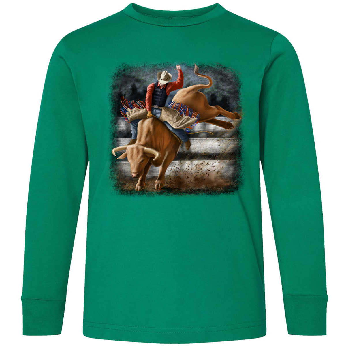 Inktastic Bull Riding Youth Long Sleeve T-Shirt Cowboy Rodeo Animals Tee Kids - Picture 3 of 7