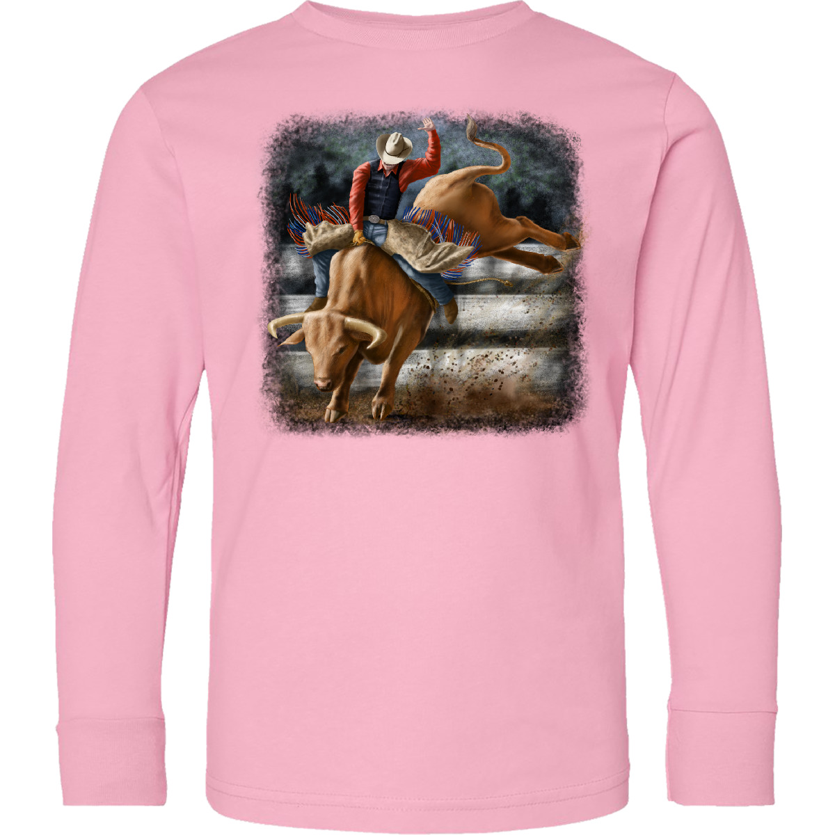 Inktastic Bull Riding Youth Long Sleeve T-Shirt Cowboy Rodeo Animals Tee Kids - Picture 4 of 7
