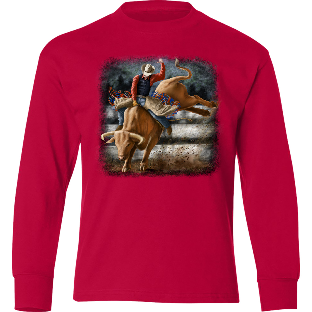 Inktastic Bull Riding Youth Long Sleeve T-Shirt Cowboy Rodeo Animals Tee Kids - Picture 5 of 7