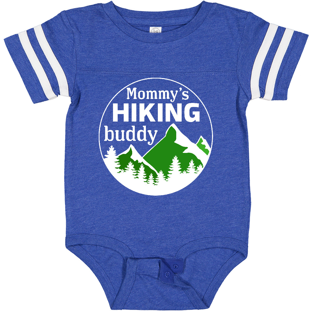 Inktastic Mommy’s Hiking Buddy With Mountains And Trees Baby Bodysuit Kids Mom