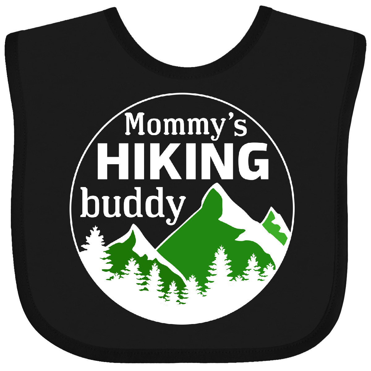 Inktastic Mommy's Hiking Buddy With Mountains And Trees Baby Bib Kids Mom Mommy - Picture 2 of 10