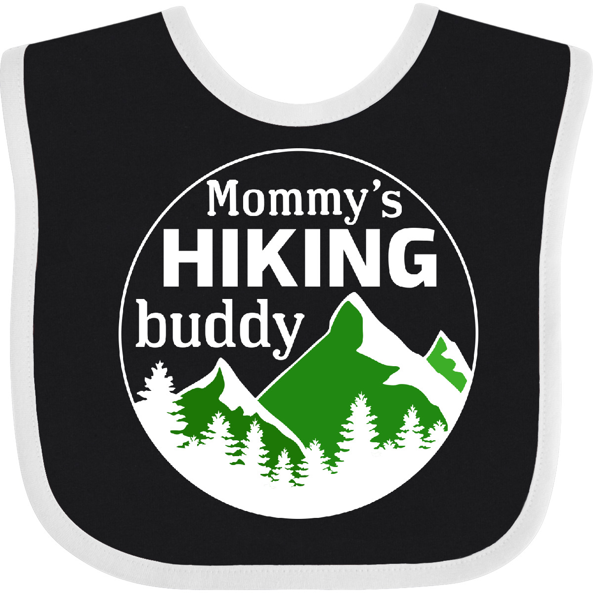 Inktastic Mommy's Hiking Buddy With Mountains And Trees Baby Bib Kids Mom Mommy - Picture 3 of 10