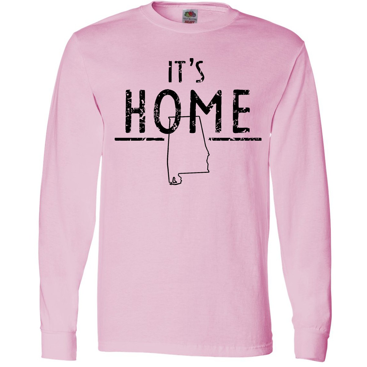 Inktastic It's Home- Alabama State Outline DIstressed Text Long Sleeve T-Shirt - Picture 5 of 5
