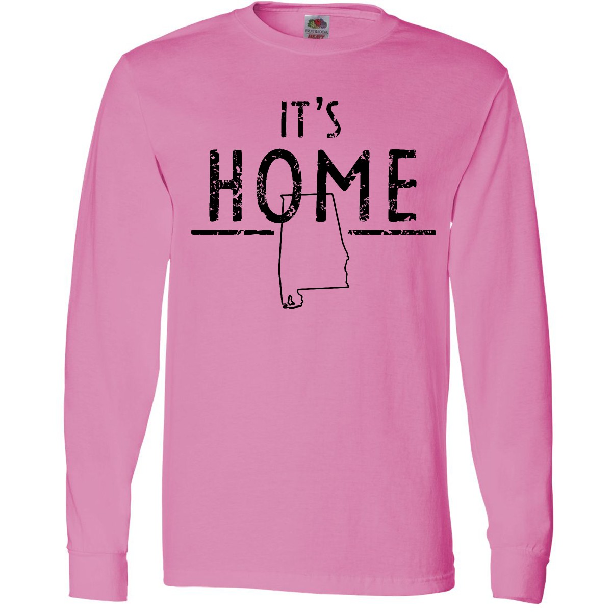 Inktastic It's Home- Alabama State Outline DIstressed Text Long Sleeve T-Shirt - Picture 2 of 5