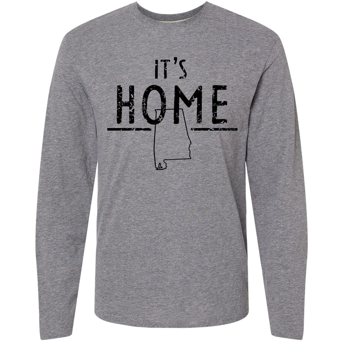 Inktastic It's Home- Alabama State Outline DIstressed Text Long Sleeve T-Shirt - Picture 4 of 5