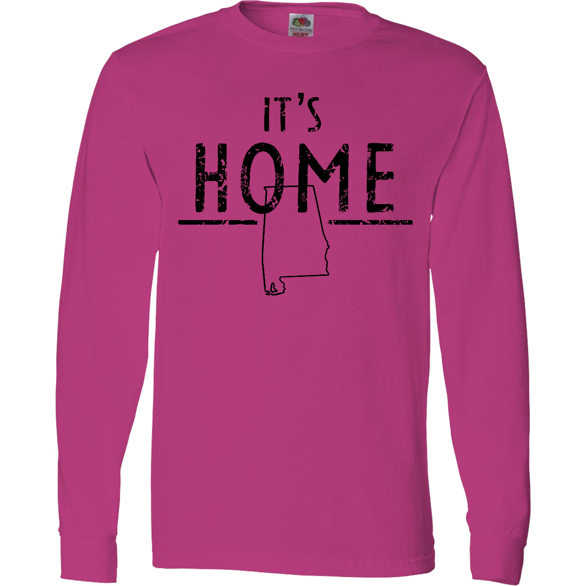 Inktastic It's Home- Alabama State Outline DIstressed Text Long Sleeve T-Shirt - Picture 3 of 5