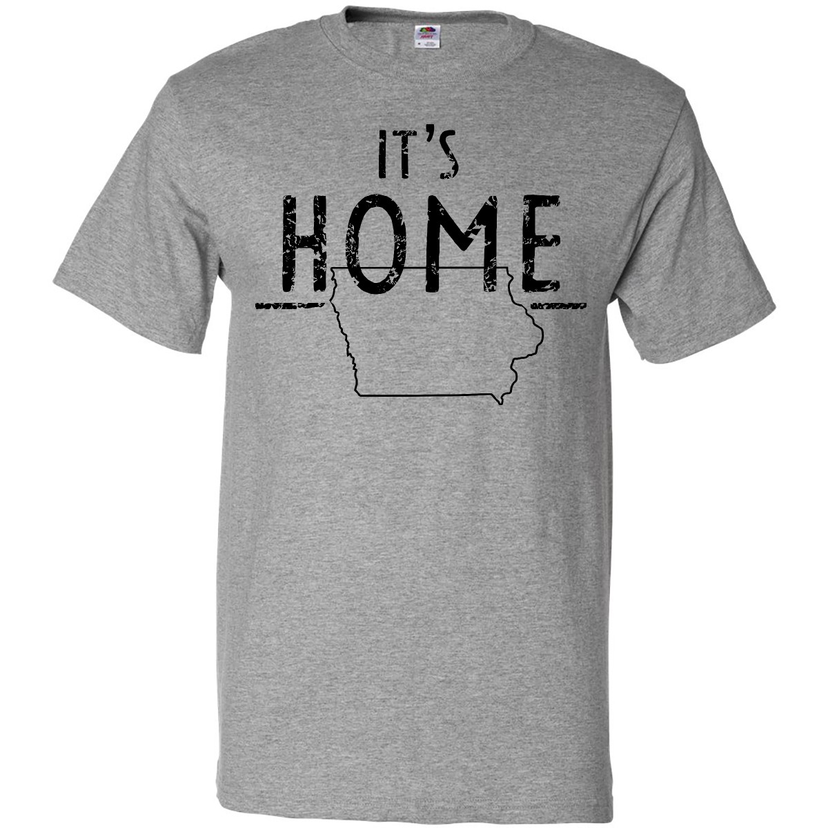 Inktastic It's Home- State Of Iowa Outline Distressed Text T-Shirt Des Moines - Picture 3 of 10