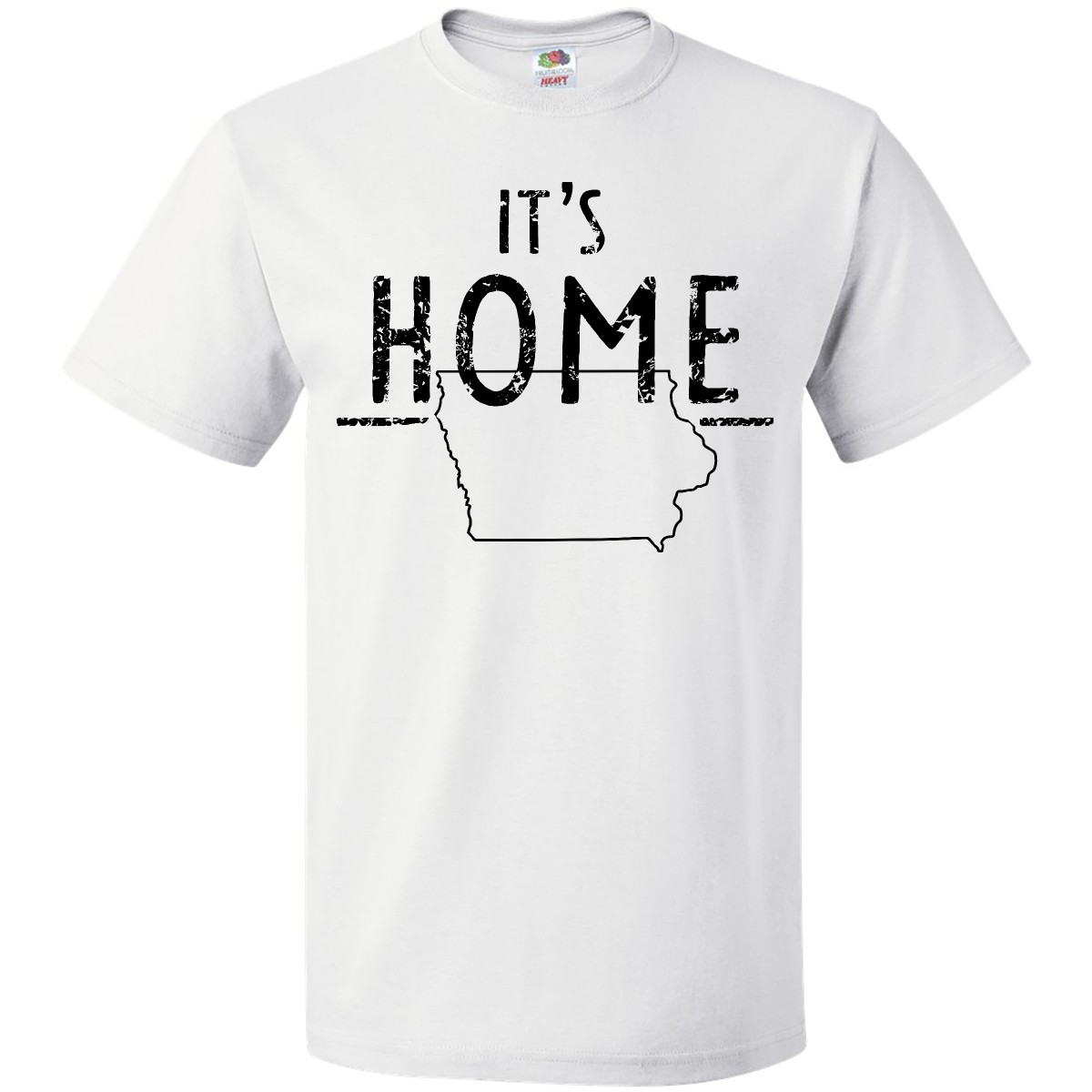 Inktastic It's Home- State Of Iowa Outline Distressed Text T-Shirt Des Moines - Picture 10 of 10