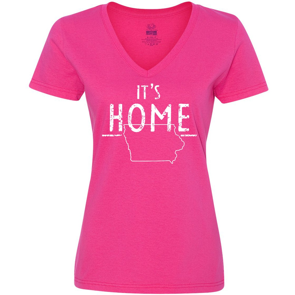 Inktastic It's Home - State Of Iowa Outline Distressed Damen V-Neck T-Shirt Des - Bild 2 von 5