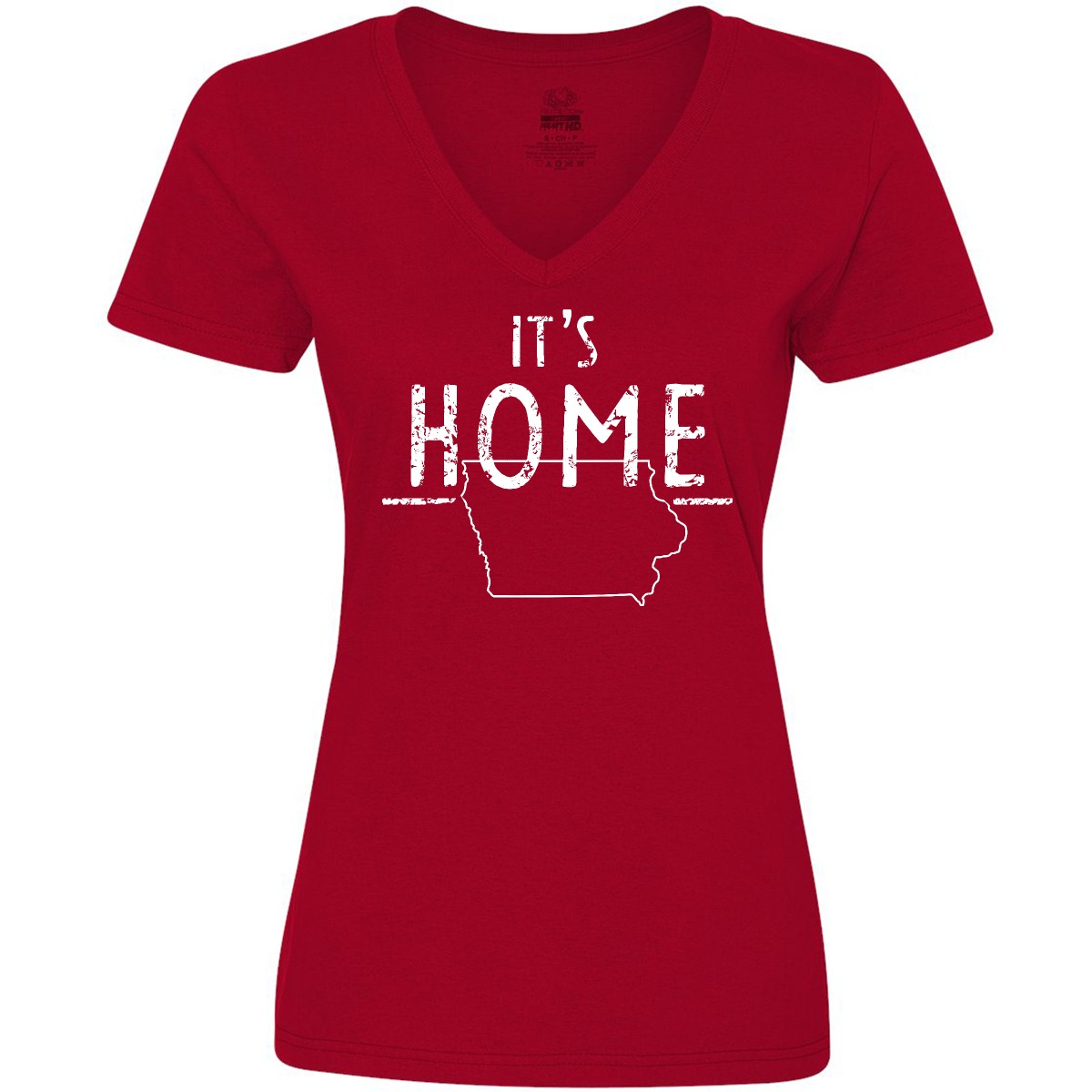 Inktastic It's Home - State Of Iowa Outline Distressed Damen V-Neck T-Shirt Des - Bild 5 von 5
