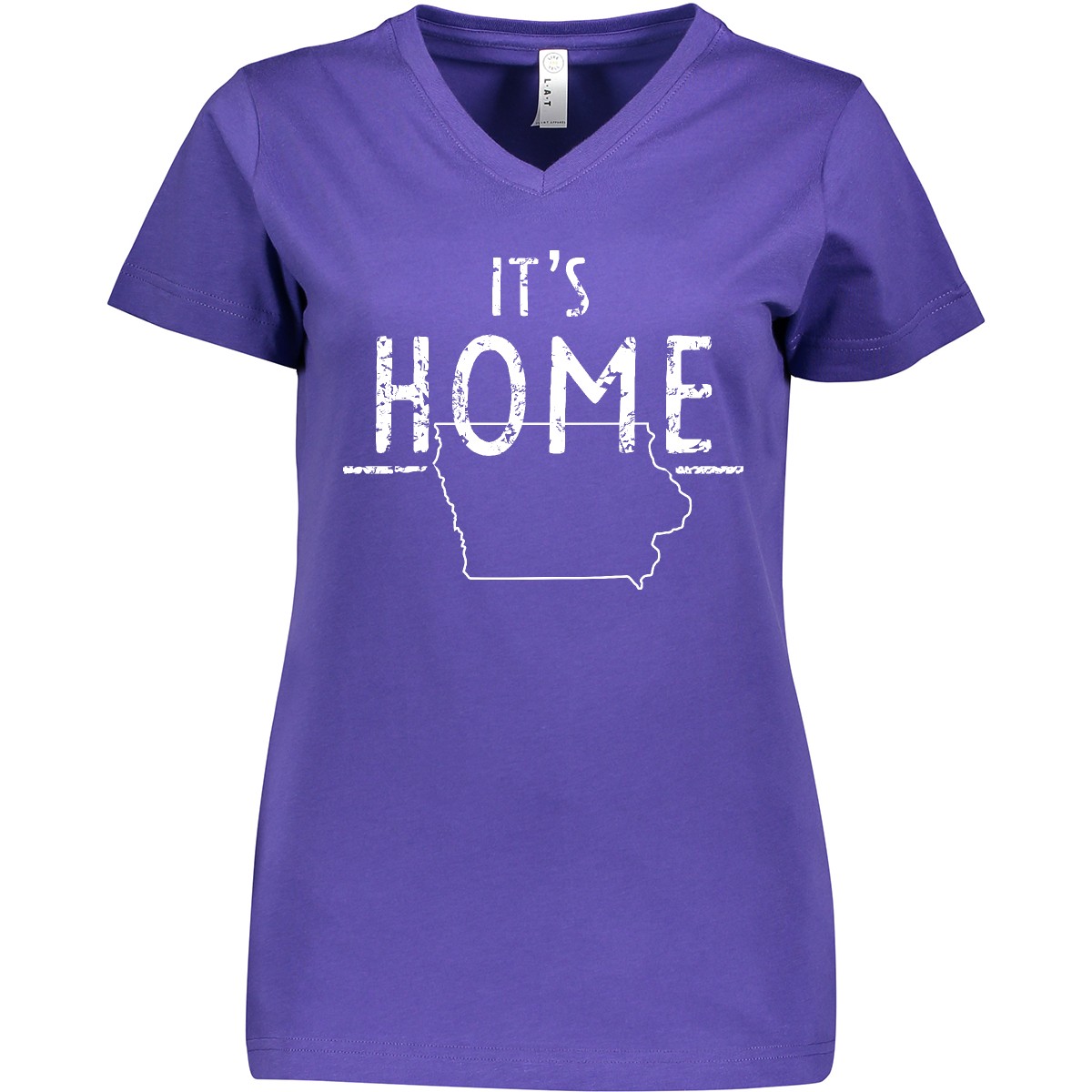 Inktastic It's Home - State Of Iowa Outline Distressed Damen V-Neck T-Shirt Des - Bild 4 von 5