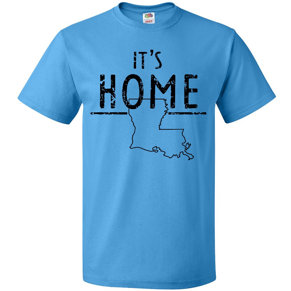 Inktastic It's Home- State Of Louisiana Outline Distressed Text T-Shirt Baton - Picture 7 of 11