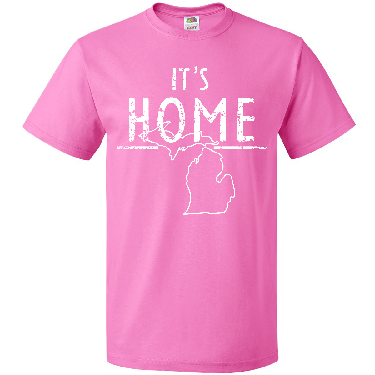 Inktastic It's Home- State Of Michigan Outline Distressed Text T-Shirt Lansing - Picture 2 of 12