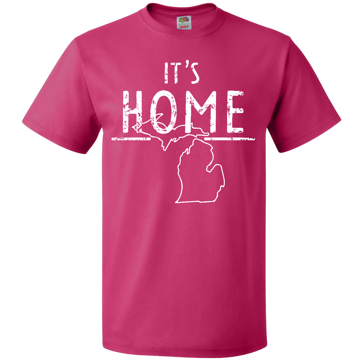 Inktastic It's Home- State Of Michigan Outline Distressed Text T-Shirt Lansing - Picture 3 of 12