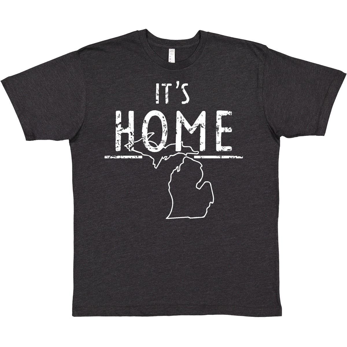 Inktastic It's Home- State Of Michigan Outline Distressed Text T-Shirt Lansing - Picture 12 of 12