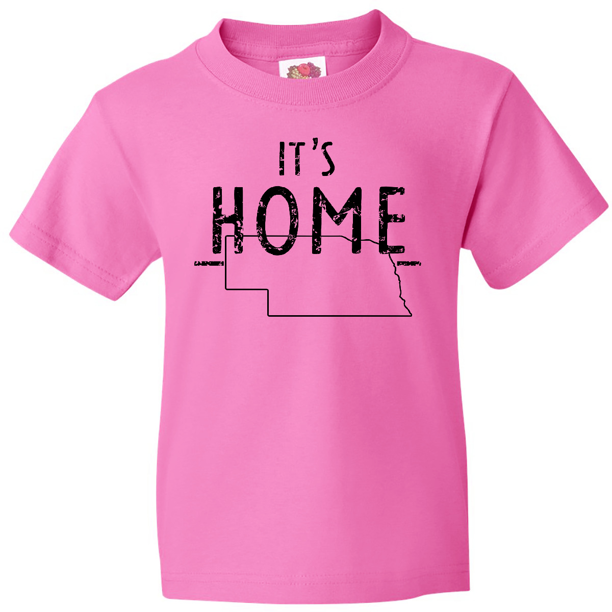 Inktastic It's Home- State Of Nebraska Outline Distressed Text Youth T-Shirt Tee - Picture 2 of 8