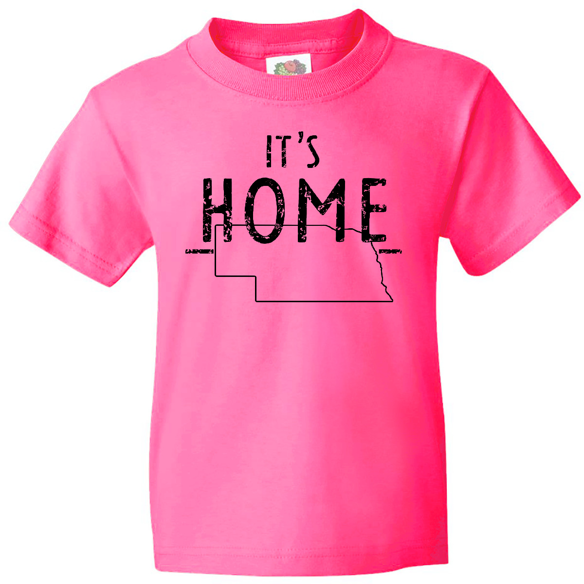 Inktastic It's Home- State Of Nebraska Outline Distressed Text Youth T-Shirt Tee - Picture 4 of 8