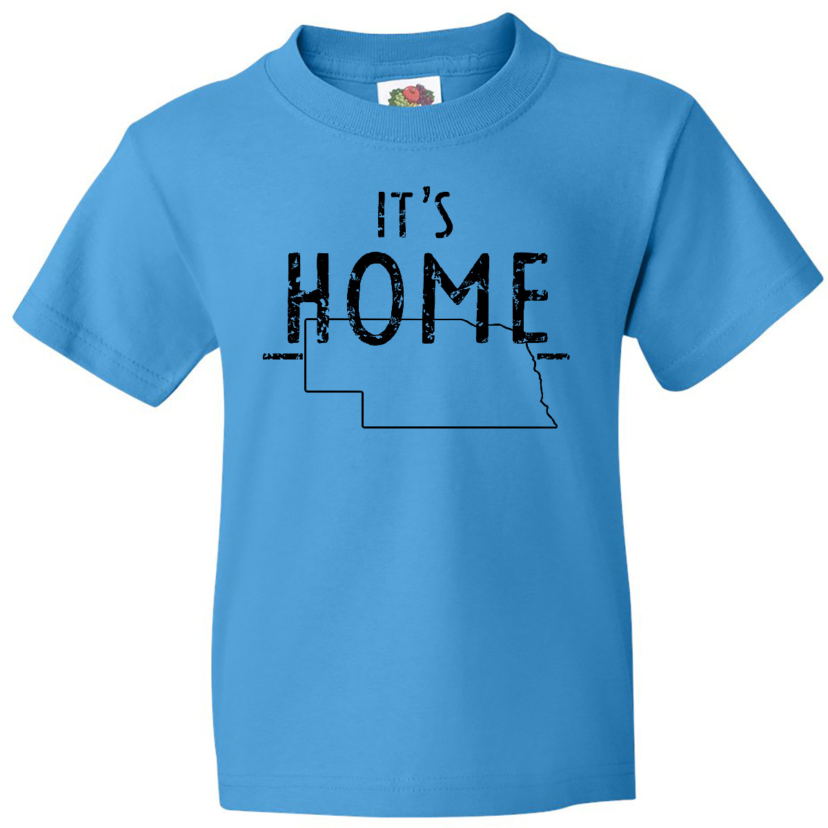 Inktastic It's Home- State Of Nebraska Outline Distressed Text Youth T-Shirt Tee - Picture 5 of 8