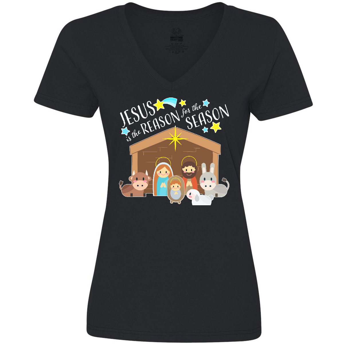 Inktastic Jesus Is The Reason For The Season Christmas Women's V-Neck T-Shirt