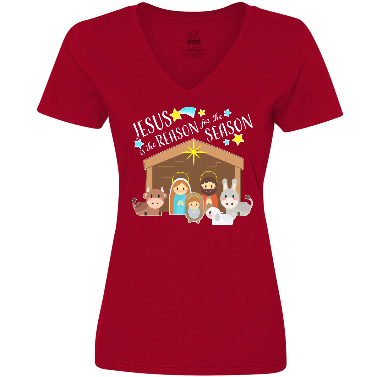 Inktastic Jesus Is The Reason For The Season Christmas Women's V-Neck T-Shirt