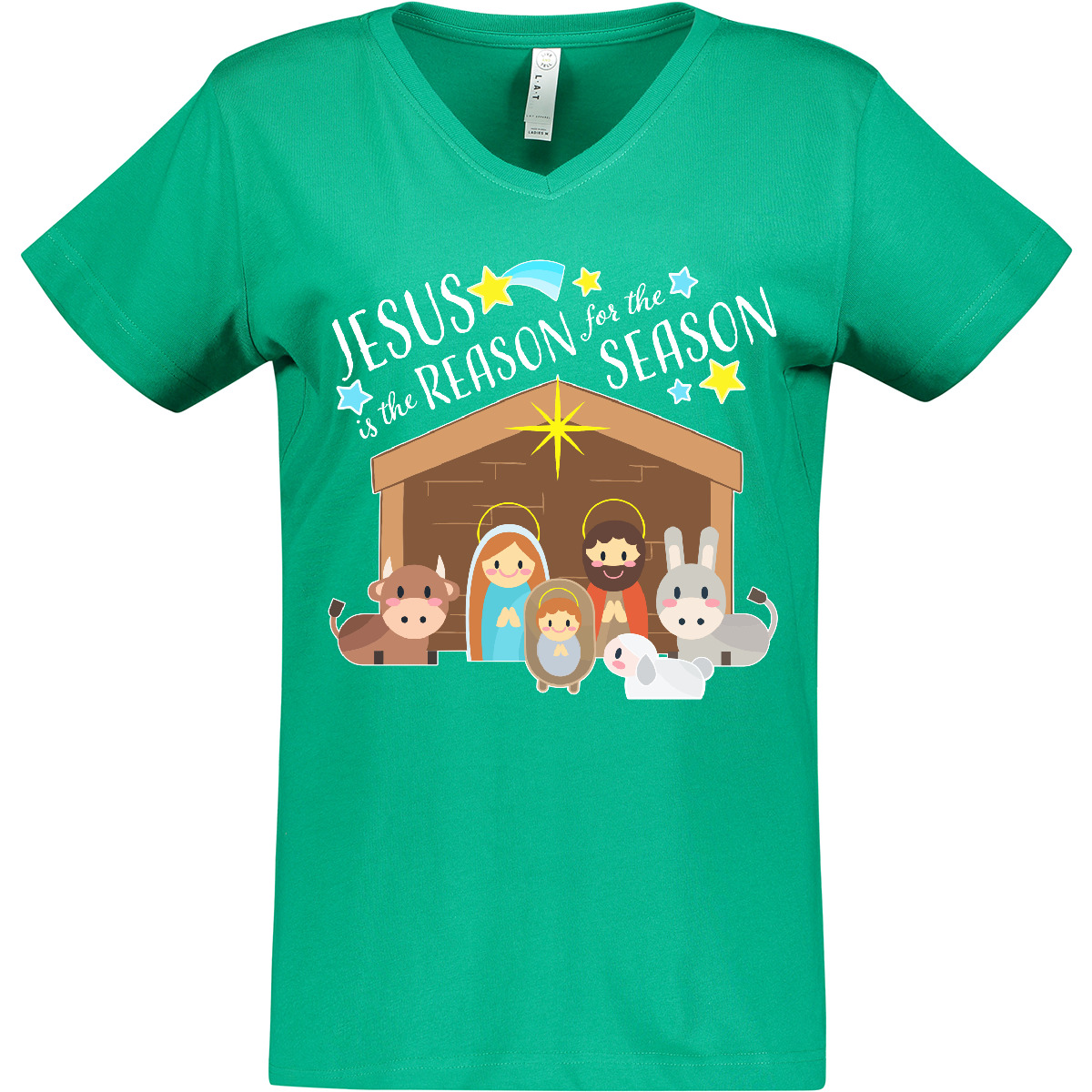 Inktastic Jesus Is The Reason For The Season Christmas Women's V-Neck T-Shirt