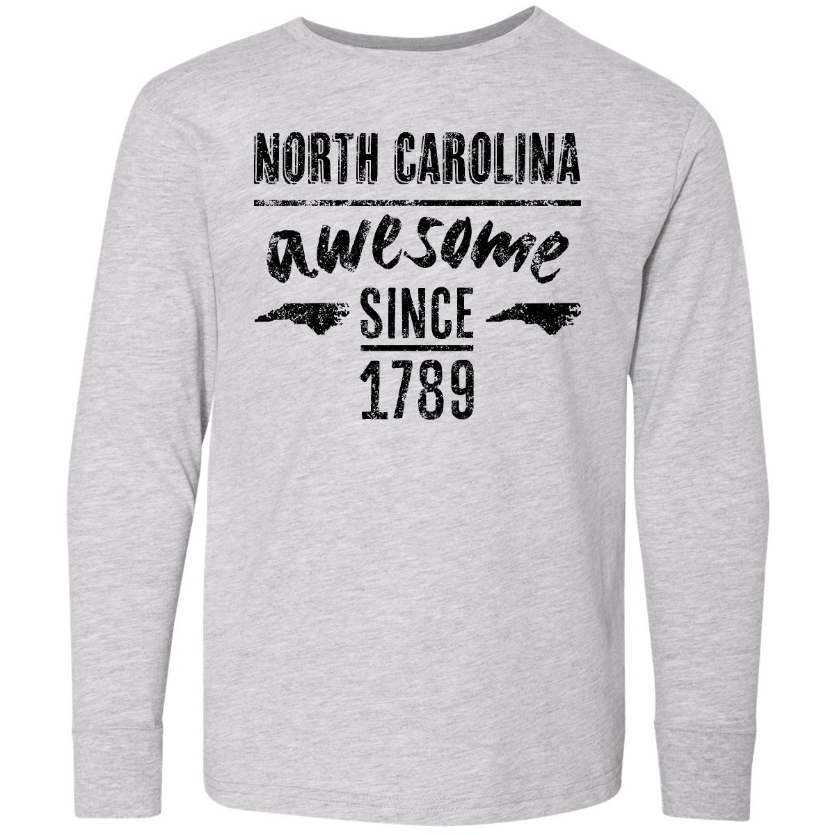 Inktastic North Carolina Awesome Since 1789 Youth Long Sleeve T-Shirt State City - Picture 2 of 2