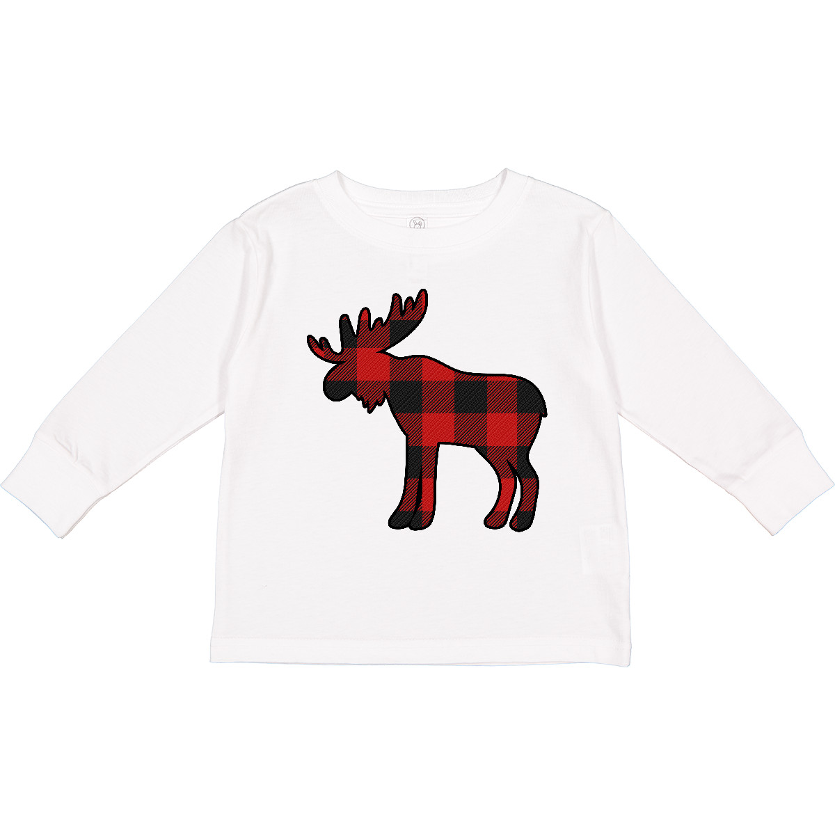 Inktastic Moose Silhouette Plaid Toddler Long Sleeve T-Shirt Animals Clothing
