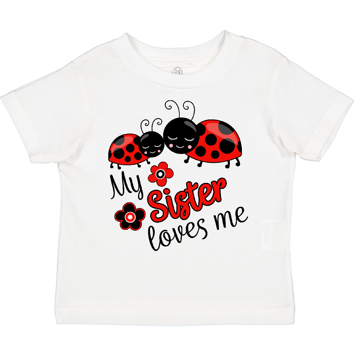 Inktastic Meine Schwester liebt mich mit süßen Marienkäfern Kleinkind T-Shirt Familie Bruder