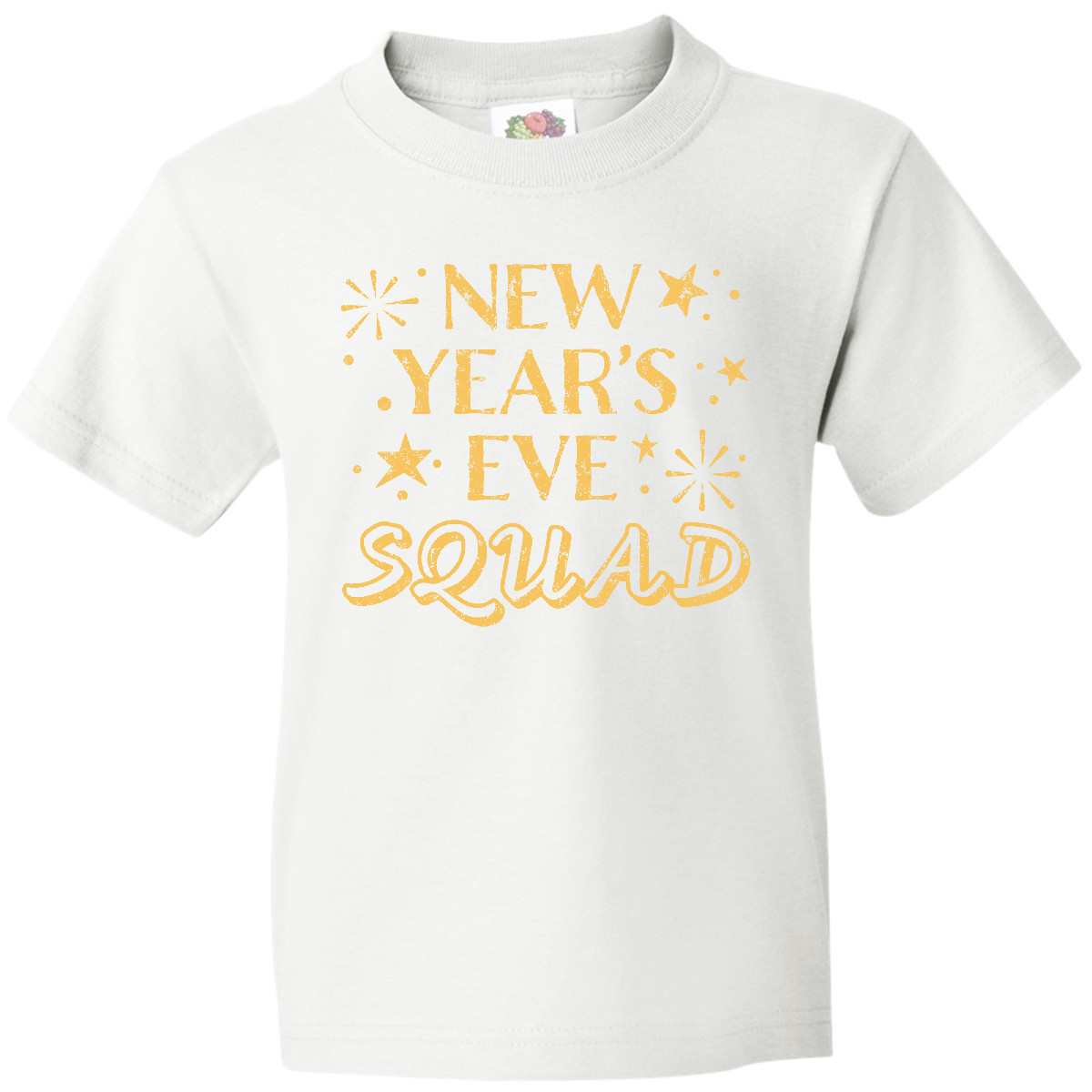 Inktastic New Year's Eve Squad With Stars In Gold Youth T-Shirt Happy Celebrate - Picture 3 of 3