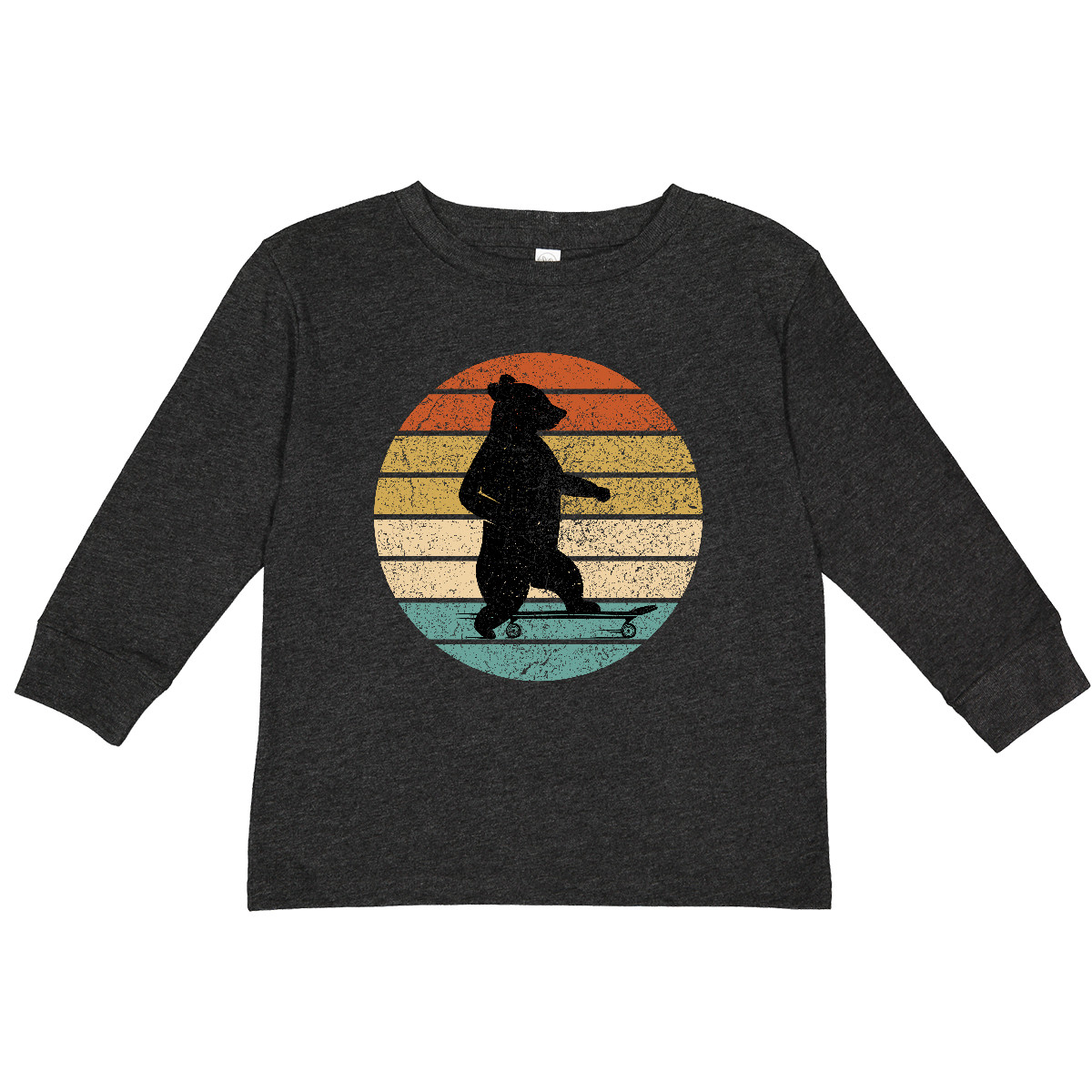 Inktastic Skateboard Bear Retro Sunset Toddler Long Sleeve T-Shirt Skateboarding - Picture 9 of 10