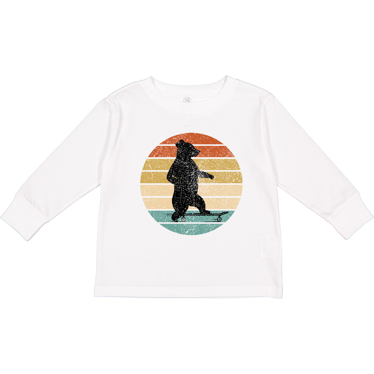Inktastic Skateboard Bear Retro Sunset Toddler Long Sleeve T-Shirt Skateboarding - Picture 10 of 10