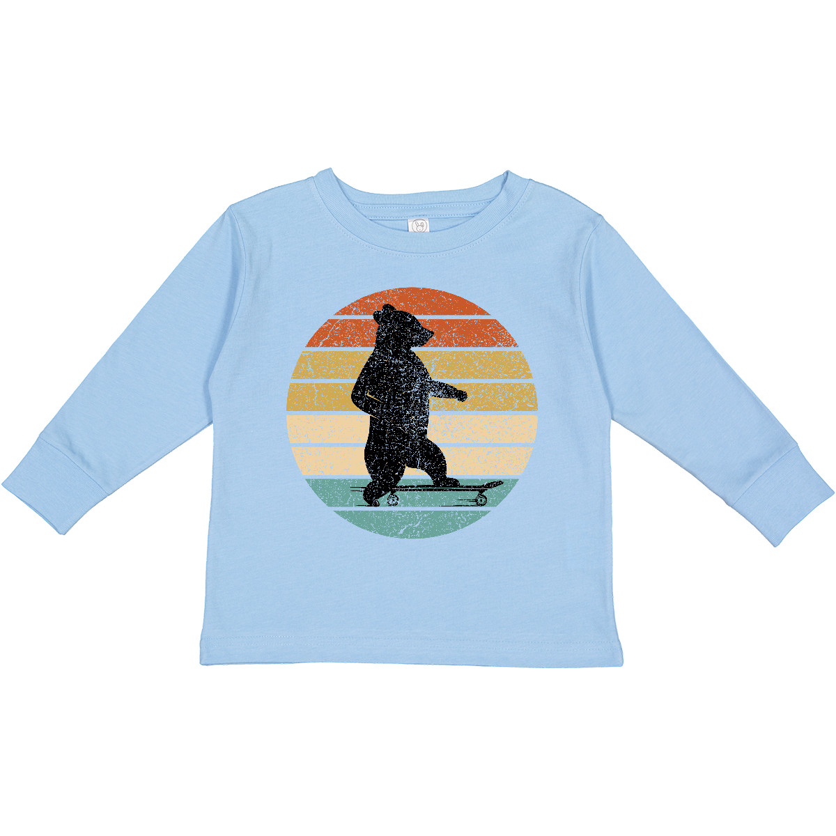 Inktastic Skateboard Bear Retro Sunset Toddler Long Sleeve T-Shirt Skateboarding - Picture 3 of 10