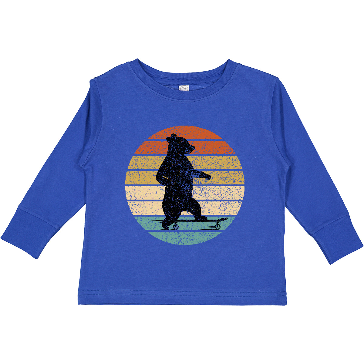 Inktastic Skateboard Bear Retro Sunset Toddler Long Sleeve T-Shirt Skateboarding - Picture 8 of 10