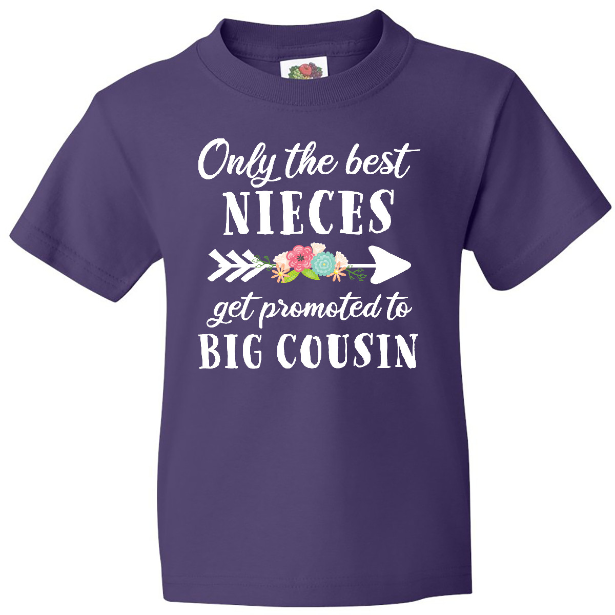 Inktastic Only The Best Nieces Get Promoted To Big Cousin Youth T-Shirt Flower - Picture 6 of 9