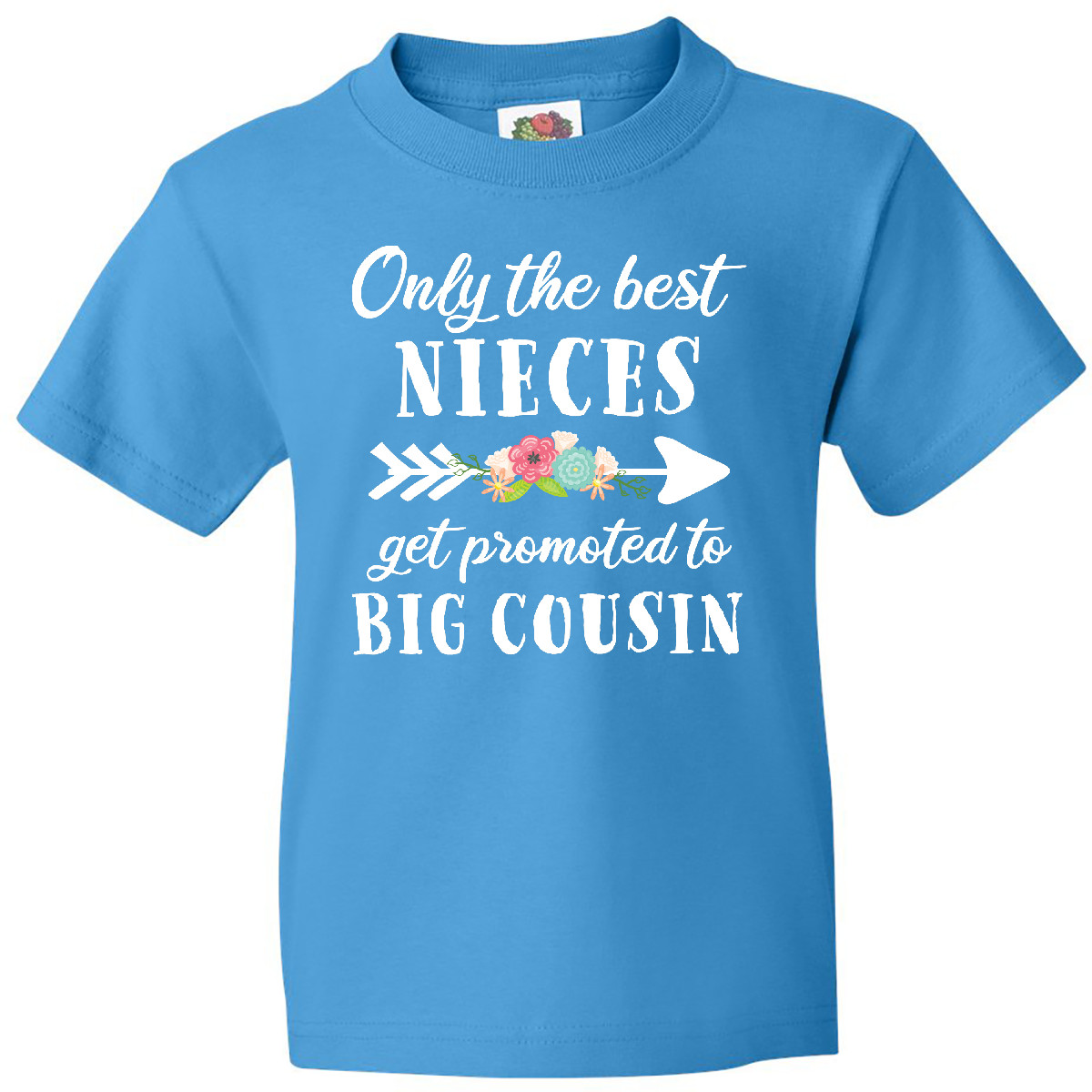 Inktastic Only The Best Nieces Get Promoted To Big Cousin Youth T-Shirt Flower - Picture 5 of 9