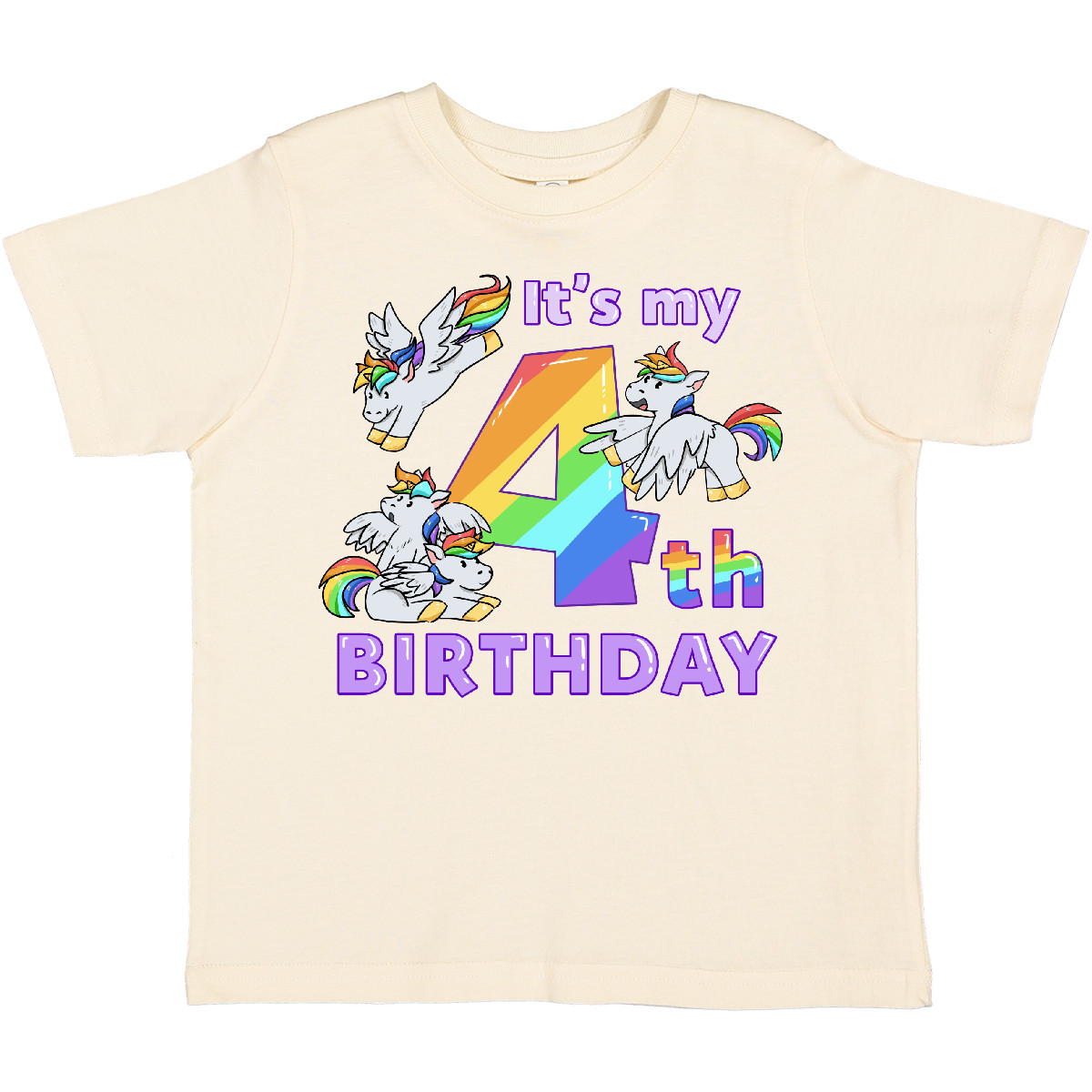 Inktastic It's My 4th Birthday Unicorn Toddler T-Shirt Rainbow 4 Party Four Year - Picture 5 of 10