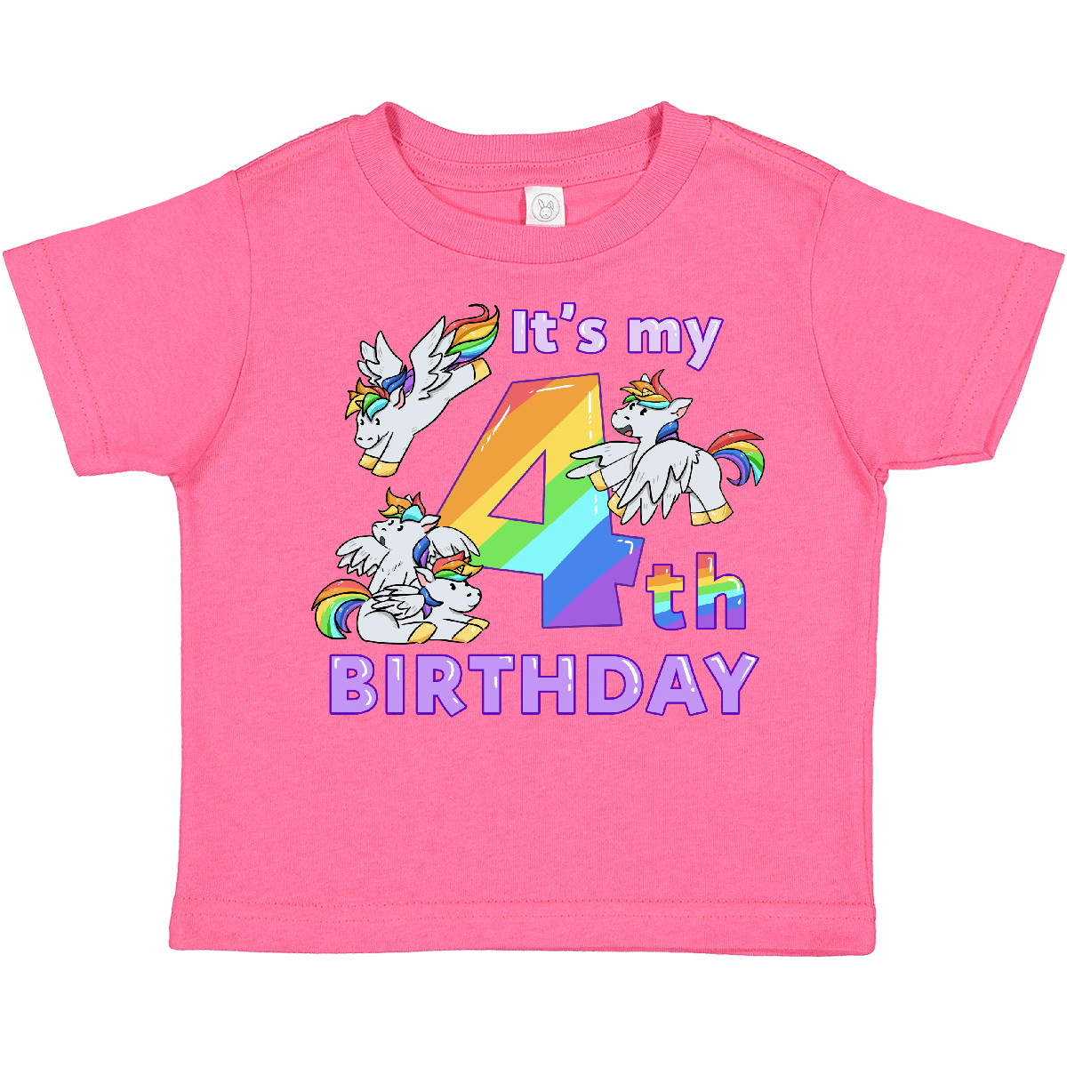 Inktastic It's My 4th Birthday Unicorn Toddler T-Shirt Rainbow 4 Party Four Year - Picture 3 of 10