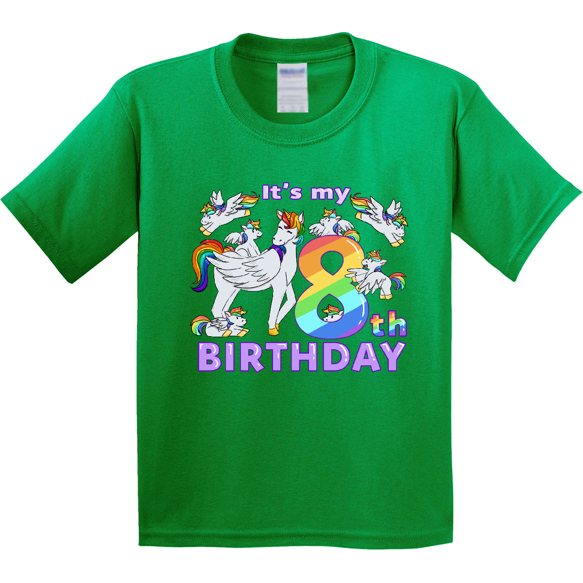 Inktastic It's My 8th Birthday Unicorn Youth T-Shirt Adorable Rainbow Christmas - Picture 4 of 11