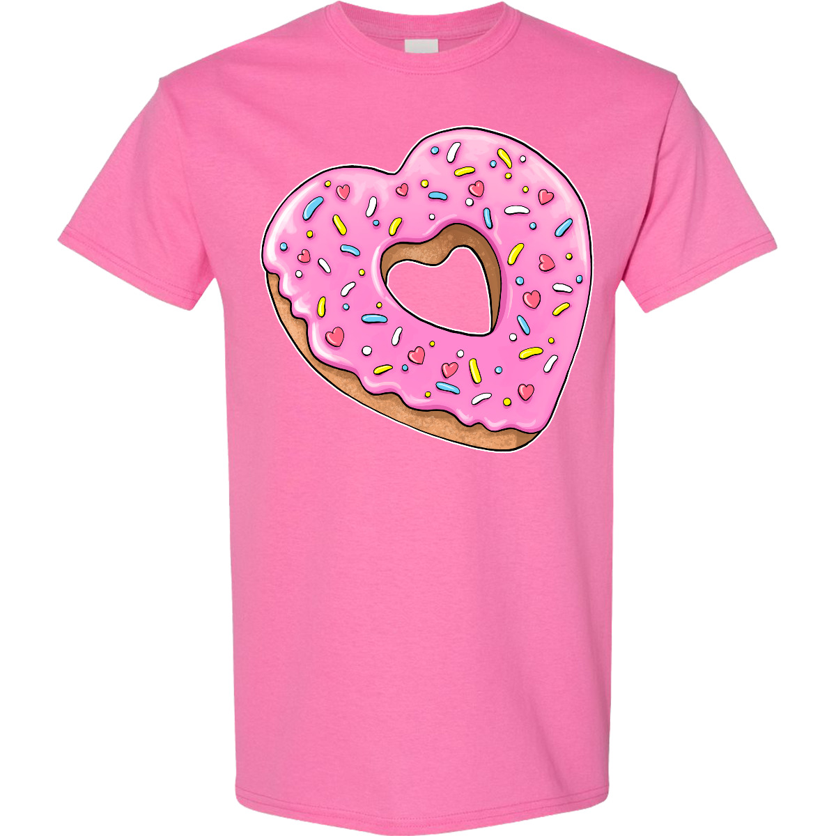 Inktastic Heart Shaped Donut With Pink Icing And Sprinkles T-Shirt Valentines