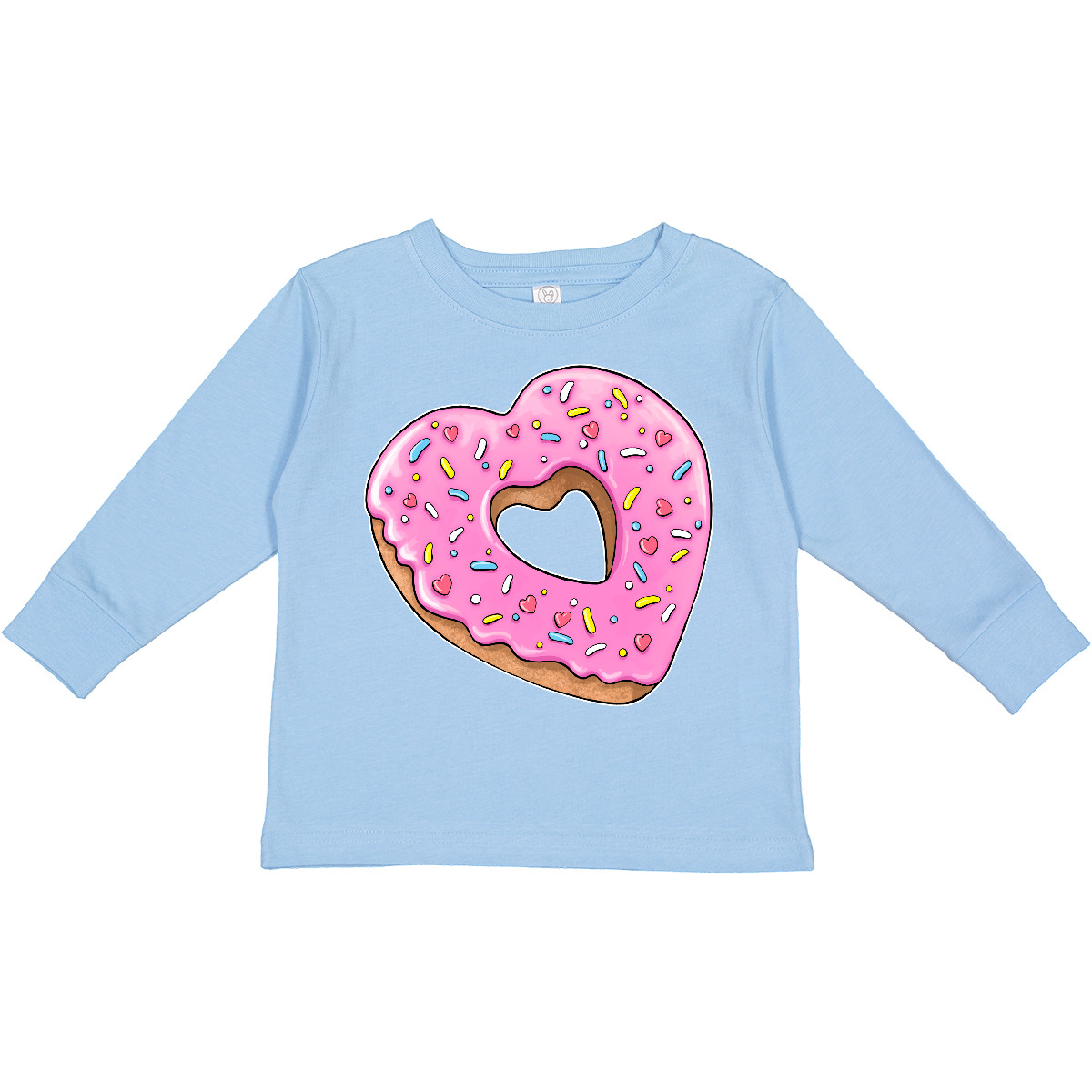 Inktastic Heart Shaped Donut With Pink Icing And Toddler Long Sleeve T-Shirt Fun - Picture 3 of 6