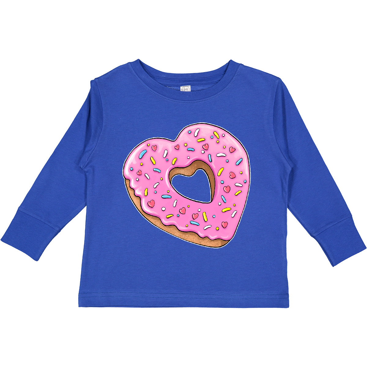 Inktastic Heart Shaped Donut With Pink Icing And Toddler Long Sleeve T-Shirt Fun - Picture 6 of 6