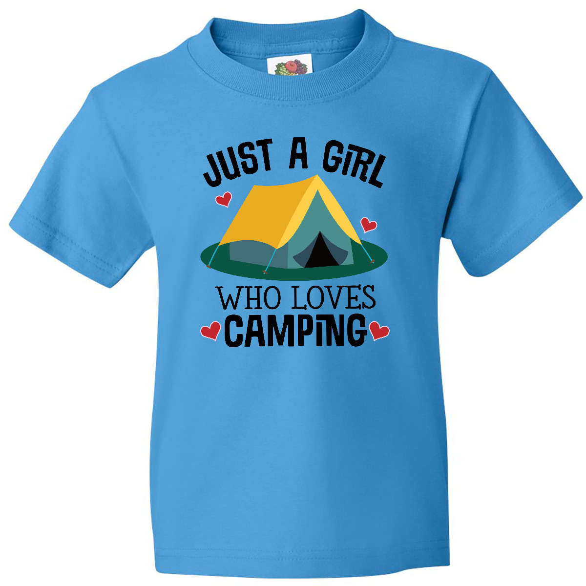 Inktastic Just A Girl Who Loves Camping Youth T-Shirt Hiking Hiker Clothing Tee - Picture 4 of 7