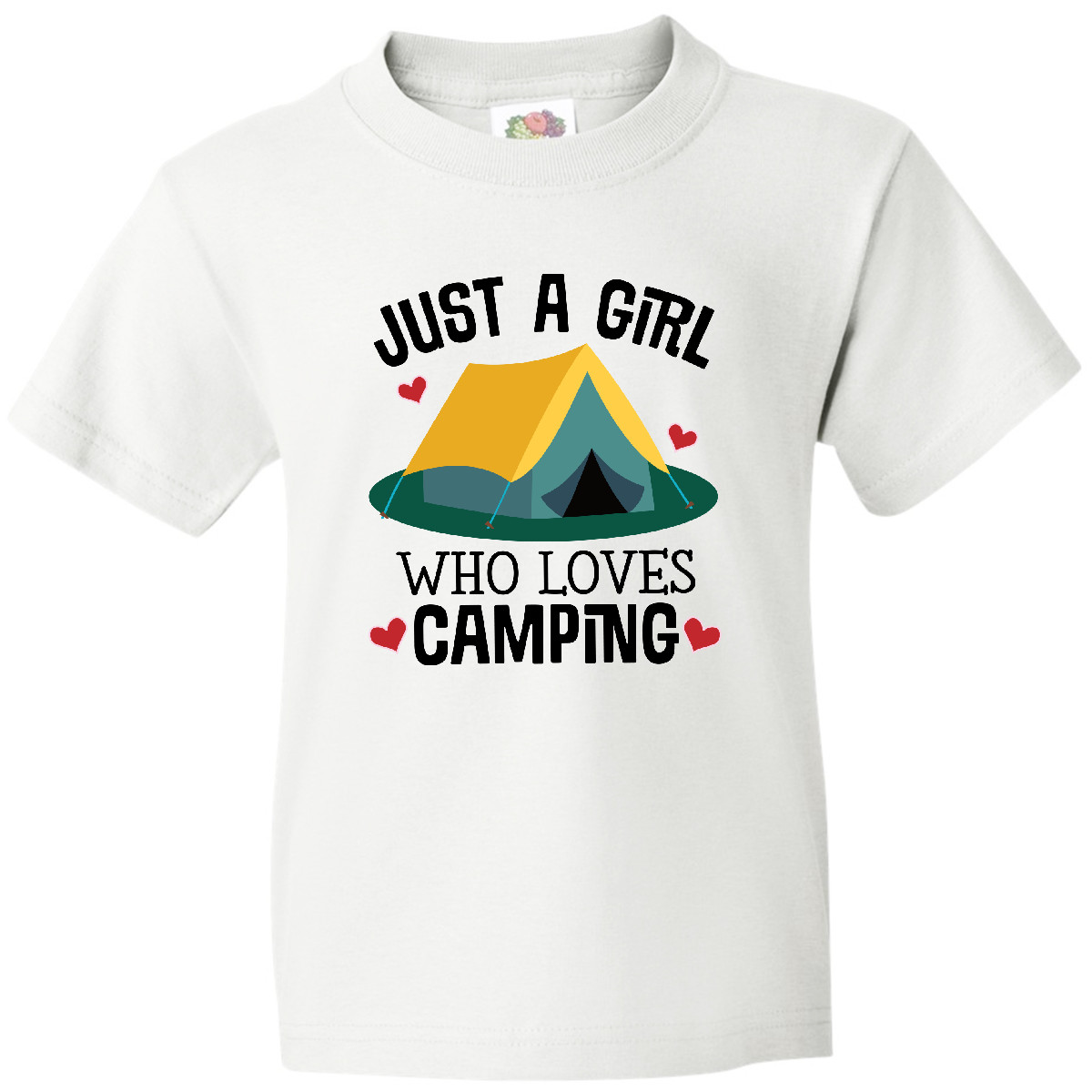 Inktastic Just A Girl Who Loves Camping Youth T-Shirt Hiking Hiker Clothing Tee - Picture 7 of 7