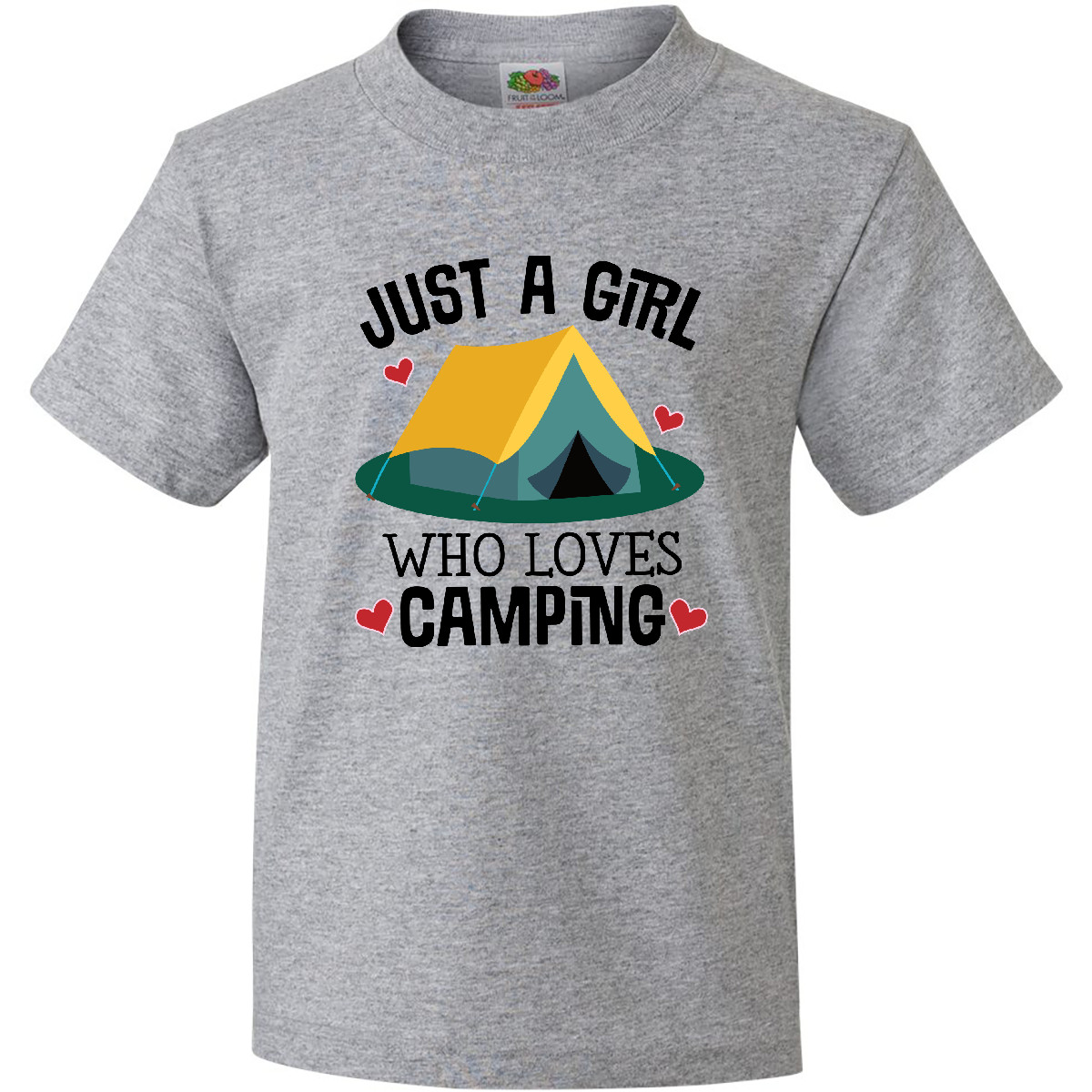Inktastic Just A Girl Who Loves Camping Youth T-Shirt Hiking Hiker Clothing Tee - Picture 2 of 7