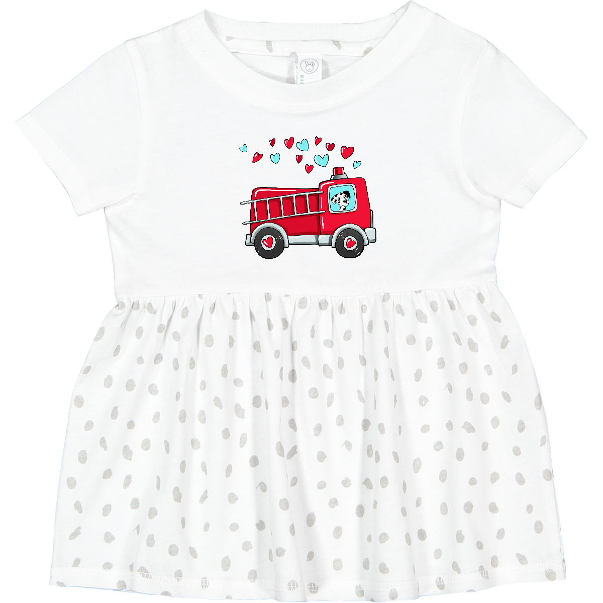 Inktastic Valentine Fire Truck With Cute Dalmatian And Hearts Infant Dress Kids - Picture 6 of 7